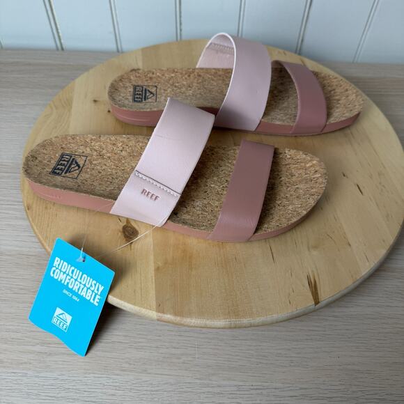 REEF NWT Womens Cushion Vista Slide Sandal Cameo Rose Pink 9 Beach Vacation Surf - Picture 8 of 12